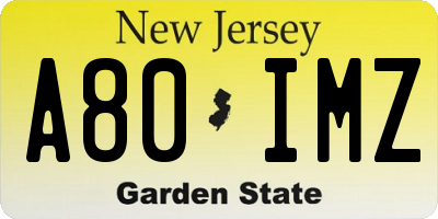 NJ license plate A80IMZ