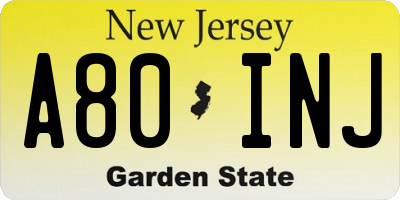 NJ license plate A80INJ