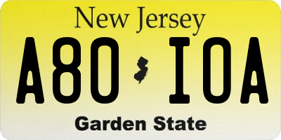 NJ license plate A80IOA