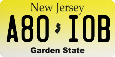 NJ license plate A80IOB