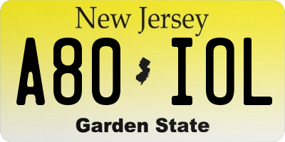NJ license plate A80IOL