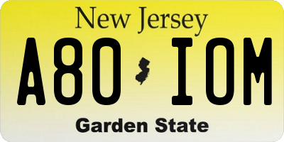 NJ license plate A80IOM