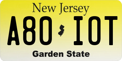 NJ license plate A80IOT
