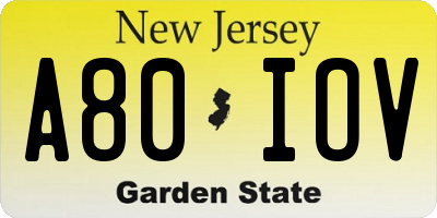 NJ license plate A80IOV