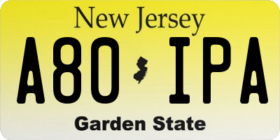 NJ license plate A80IPA