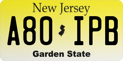 NJ license plate A80IPB