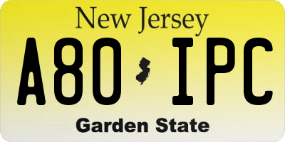 NJ license plate A80IPC