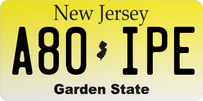NJ license plate A80IPE