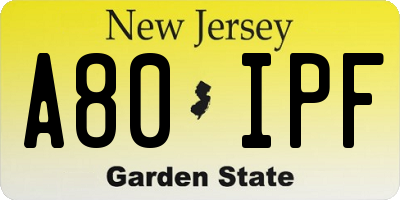 NJ license plate A80IPF