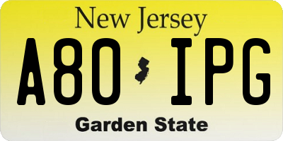 NJ license plate A80IPG