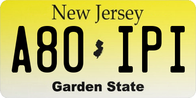 NJ license plate A80IPI