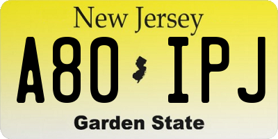 NJ license plate A80IPJ