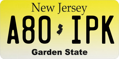 NJ license plate A80IPK