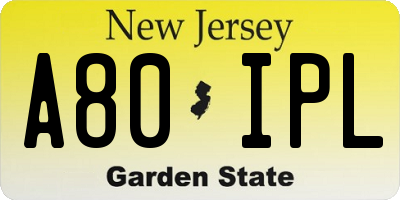 NJ license plate A80IPL