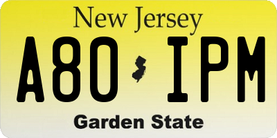 NJ license plate A80IPM