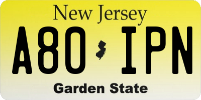 NJ license plate A80IPN