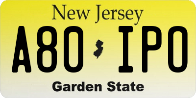 NJ license plate A80IPO