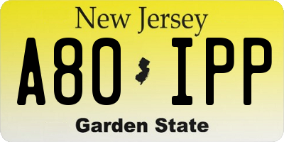 NJ license plate A80IPP