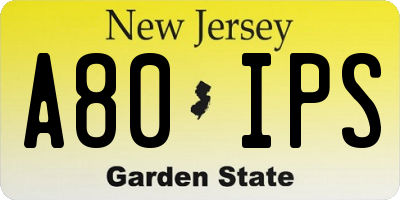 NJ license plate A80IPS