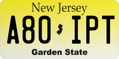NJ license plate A80IPT