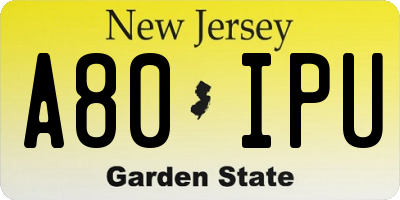 NJ license plate A80IPU