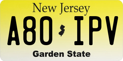 NJ license plate A80IPV