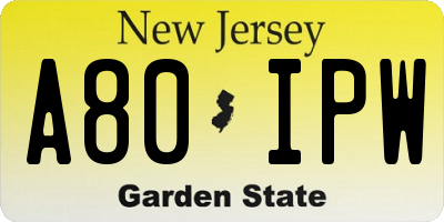 NJ license plate A80IPW