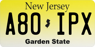 NJ license plate A80IPX