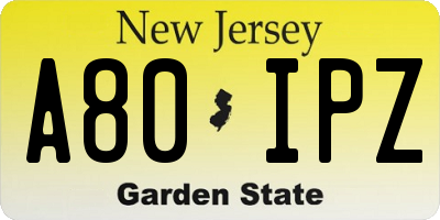 NJ license plate A80IPZ