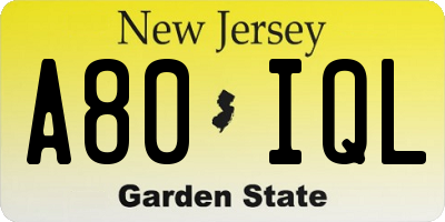 NJ license plate A80IQL