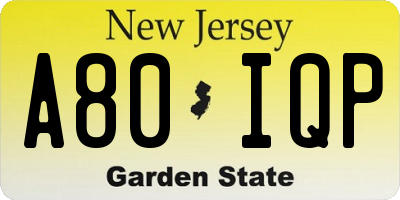 NJ license plate A80IQP