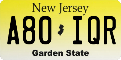 NJ license plate A80IQR