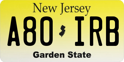 NJ license plate A80IRB
