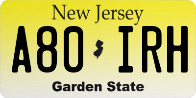 NJ license plate A80IRH