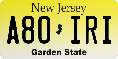 NJ license plate A80IRI