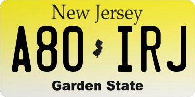 NJ license plate A80IRJ