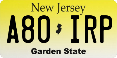 NJ license plate A80IRP