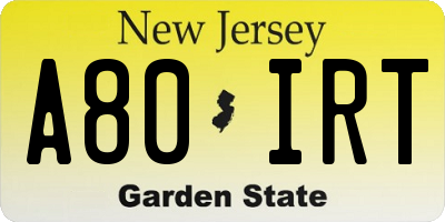 NJ license plate A80IRT