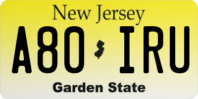 NJ license plate A80IRU