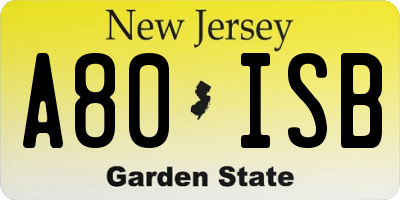 NJ license plate A80ISB