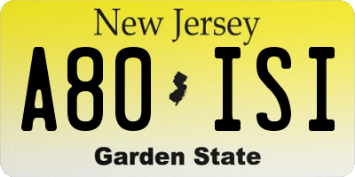 NJ license plate A80ISI