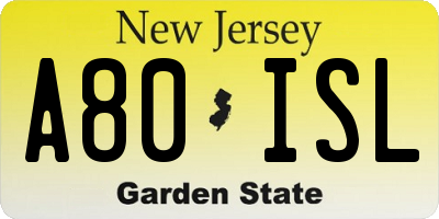NJ license plate A80ISL