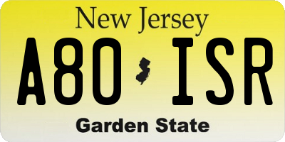 NJ license plate A80ISR