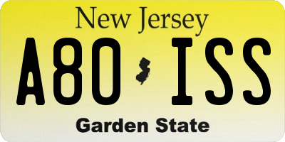NJ license plate A80ISS
