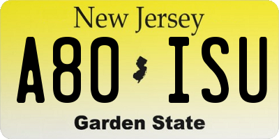 NJ license plate A80ISU