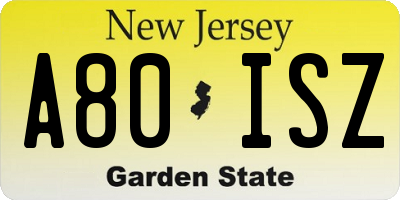 NJ license plate A80ISZ