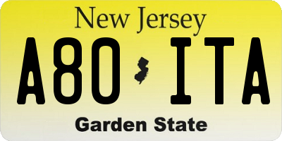 NJ license plate A80ITA