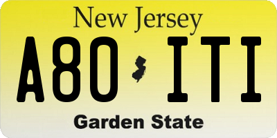 NJ license plate A80ITI