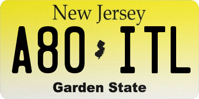 NJ license plate A80ITL