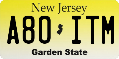 NJ license plate A80ITM